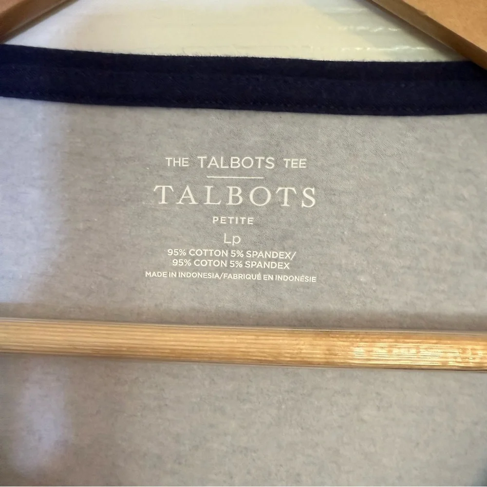 Talbots Floral Blue Three Fourth Cotton Women's Top Large Petite - Picture 3 of 6